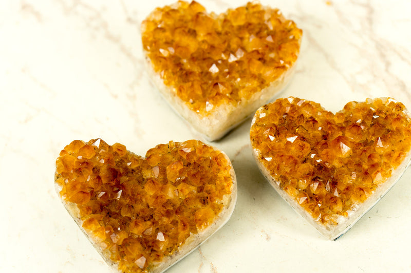 Set of 3 AAA Deep Orange Citrine Hearts