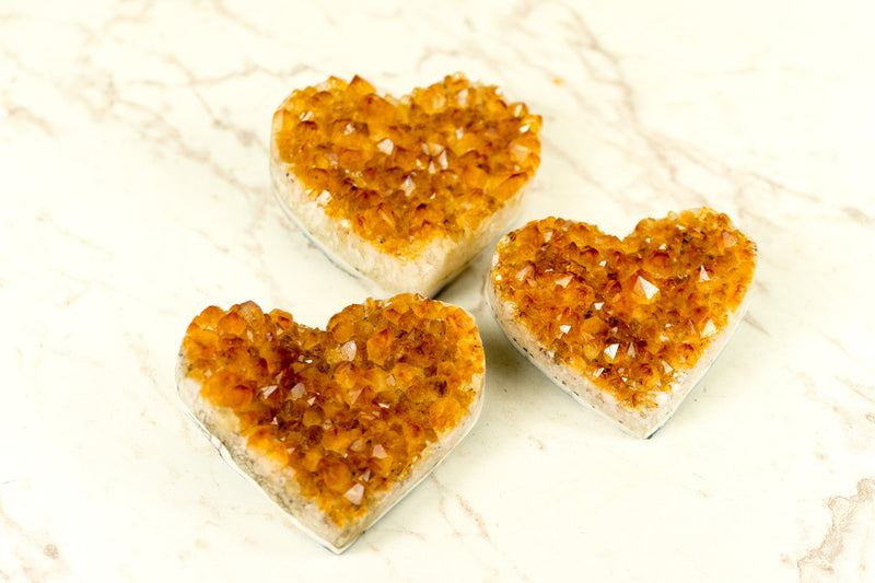 Set of 3 AAA Deep Orange Citrine Hearts