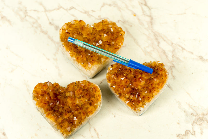 Set of 3 AAA Deep Orange Citrine Hearts