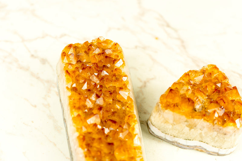 Set of 2 High-Grade Deep Orange Citrine Clusters