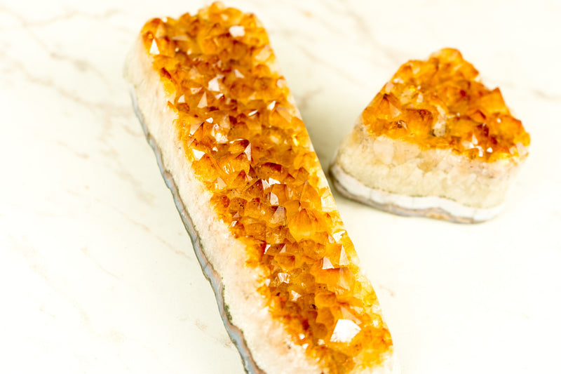 Set of 2 High-Grade Deep Orange Citrine Clusters