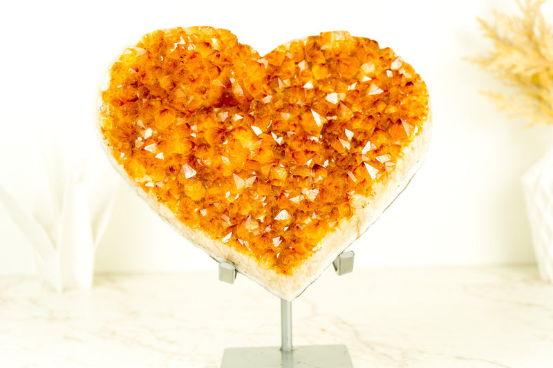 High Grade, Large Crystal Citrine Heart Sculpture