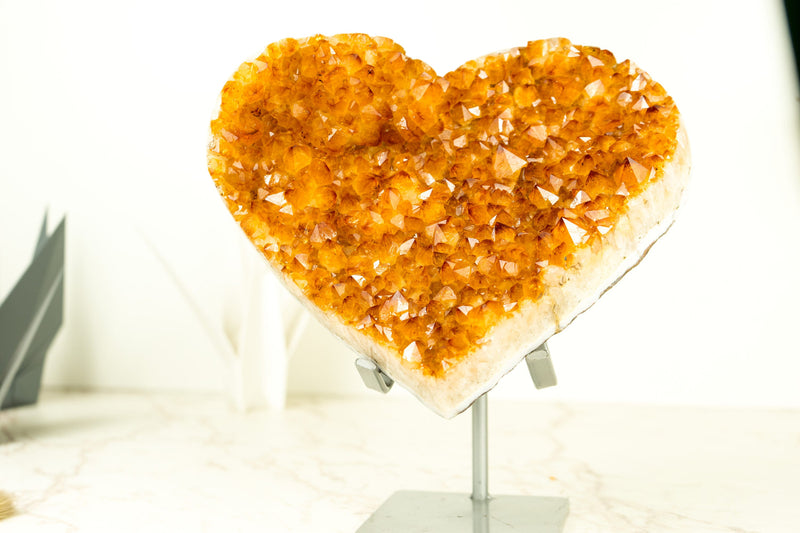 High Grade, Large Crystal Citrine Heart Sculpture