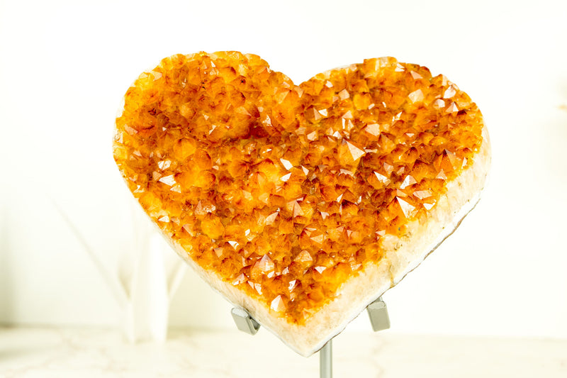 High Grade, Large Crystal Citrine Heart Sculpture