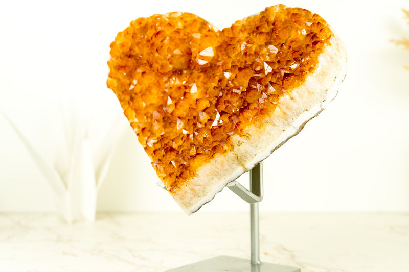 High Grade, Large Crystal Citrine Heart Sculpture