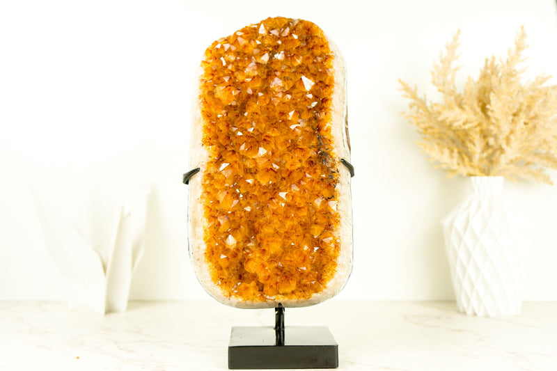 Gorgeous High-Grade Golden Orange Citrine Cluster with Sparkly Citrine Druzy