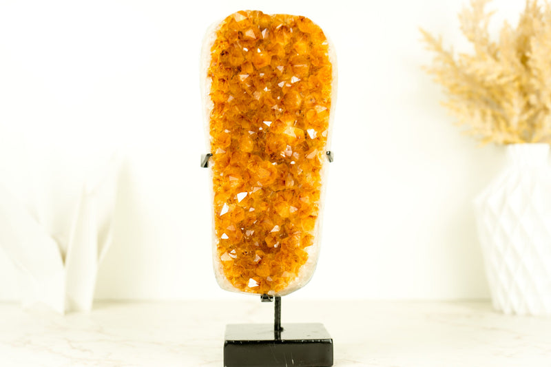 Gorgeous Small High-Grade Golden Orange Citrine Cluster with Sparkly Citrine Druzy