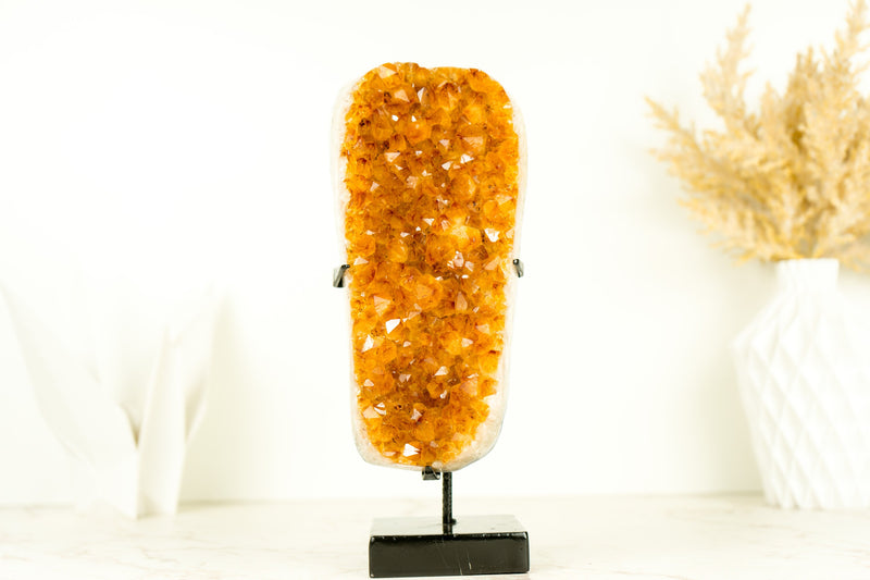 Gorgeous Small High-Grade Golden Orange Citrine Cluster with Sparkly Citrine Druzy
