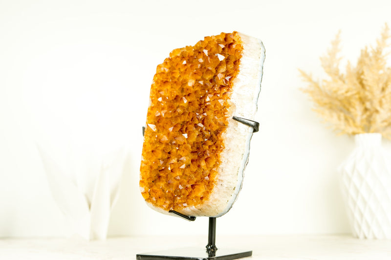 Exceptional Golden Yellow Citrine Cluster with Sparkling Druzy
