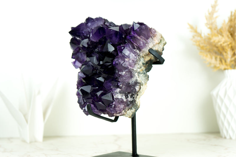 Amethyst Geode Cluster with AAA-Quality Dark, Saturated Purple Amethyst Druzy