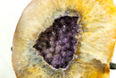 Yellow Agate Geode with Galaxy Purple Amethyst - All Natural, Collector Grade