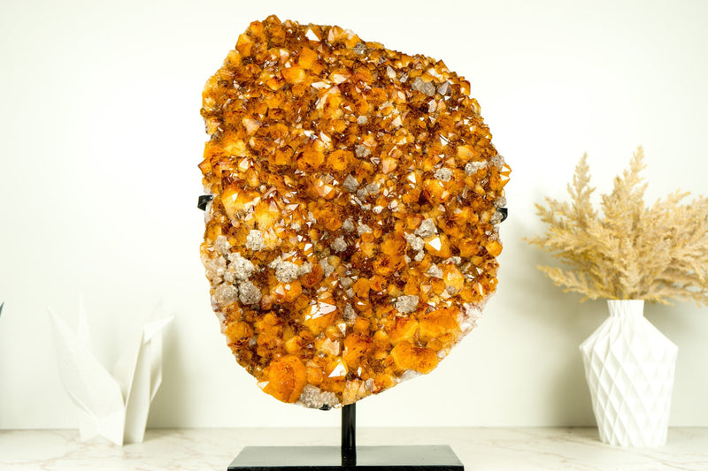 X-Large Rare Natural Citrine Cluster, AAA Quality Deep Orange Citrine with Goethite and Calcite Inclusions - 18.7 Kg 41.43 lb - E2D Crystals & Minerals