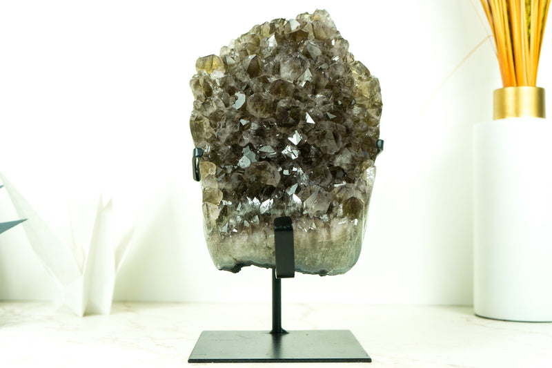 Rare Natural Prasiolite Cluster, Untreated Green Amethyst Mineral Specimen