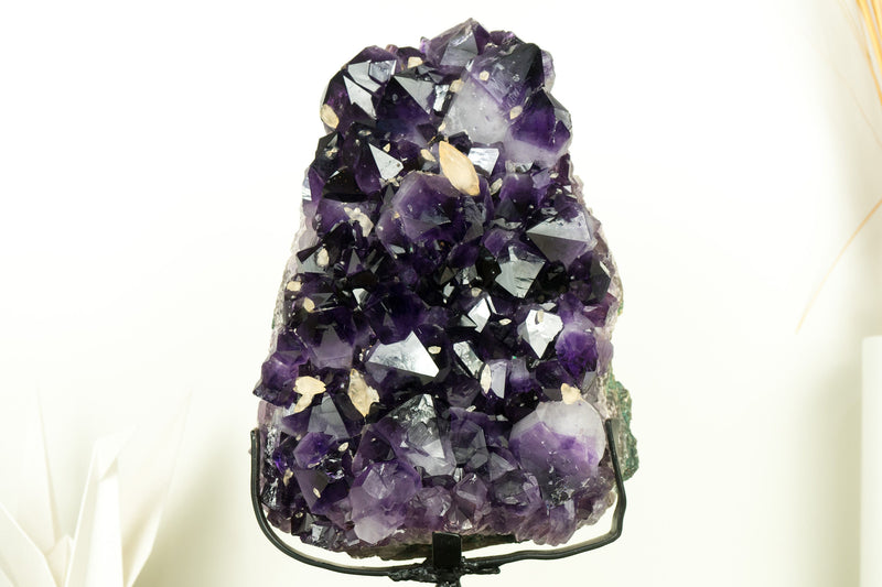 Large, High-Grade Amethyst Cluster with AAA Large Dark Purple Amethyst and Calcite Inclusions