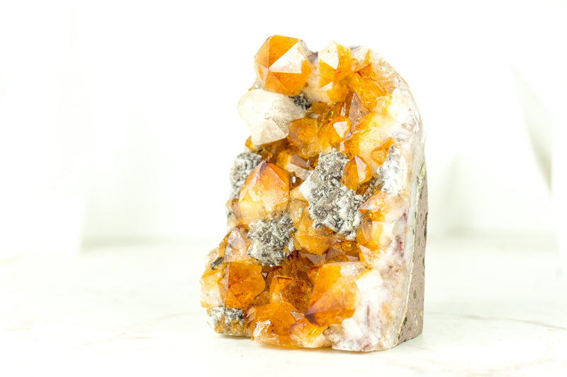 High-Grade Citrine Cluster with Rich Amber Citrine Color and Geometrical Calcite Inclusions - 1.2 Kg - 2.6 lb - E2D Crystals & Minerals