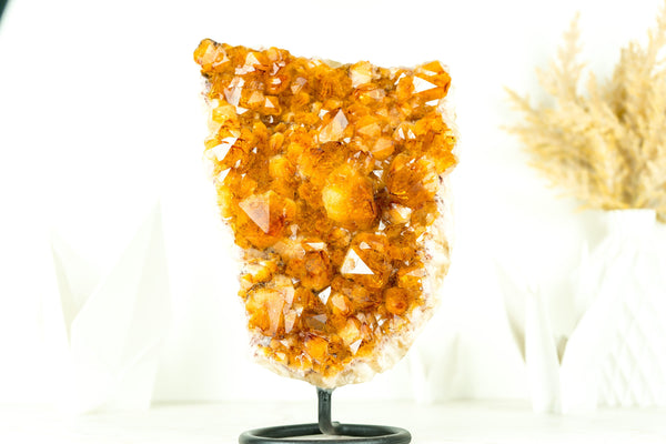 AAA Natural, Rich and Deep Orange Citrine Cluster on Stand - 3.6 Kg - 7.8 lb - E2D Crystals & Minerals