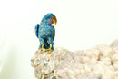 Blue Sodalite Quartz Bird Carving: Couple of Parrots Sculpture by World-Renowned Carver Venturini