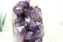 High-Grade Amethyst Cluster with Crystal Calcite, AA Deep Purple Quality, Self Standing