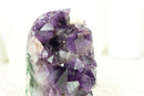 High-Grade Amethyst Cluster with Crystal Calcite, AA Deep Purple Quality, Self Standing