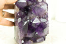 High-Grade Amethyst Cluster with Crystal Calcite, AA Deep Purple Quality, Self Standing