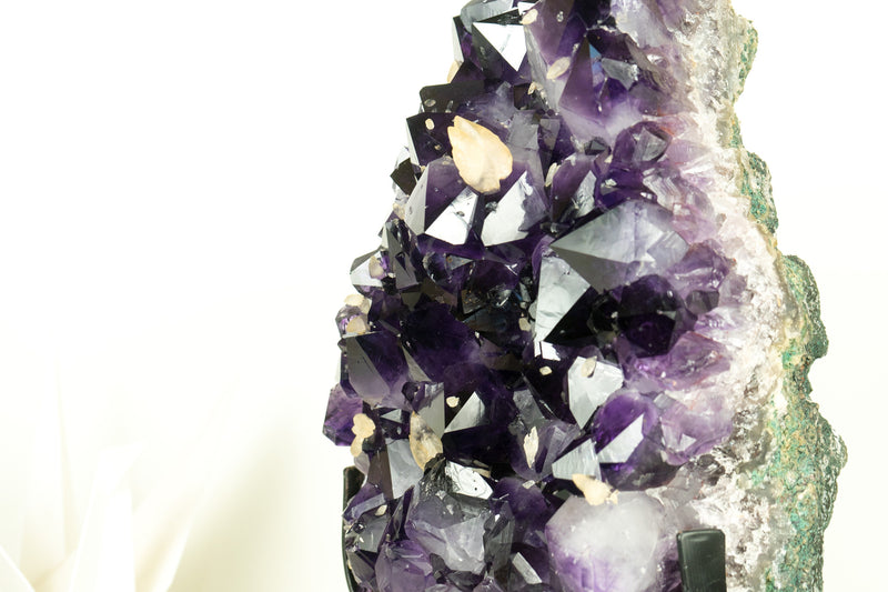 Large, High-Grade Amethyst Cluster with AAA Large Dark Purple Amethyst and Calcite Inclusions