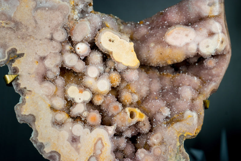 Rare High-Grade Pink Amethyst Geode Slab with AAA Yellow and Rose Amethyst Galaxy Druzy