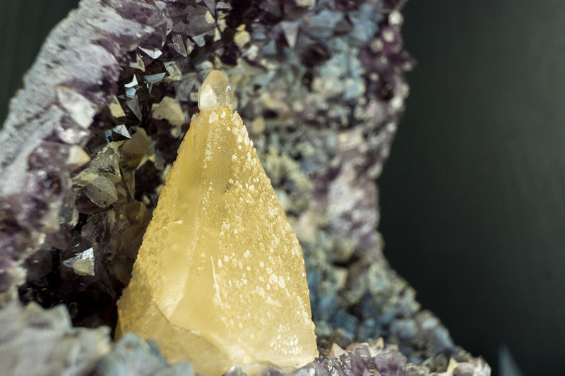 Superb Calcite on Amethyst Specimen from the Toldinho Mine, Collector Grade Calcite