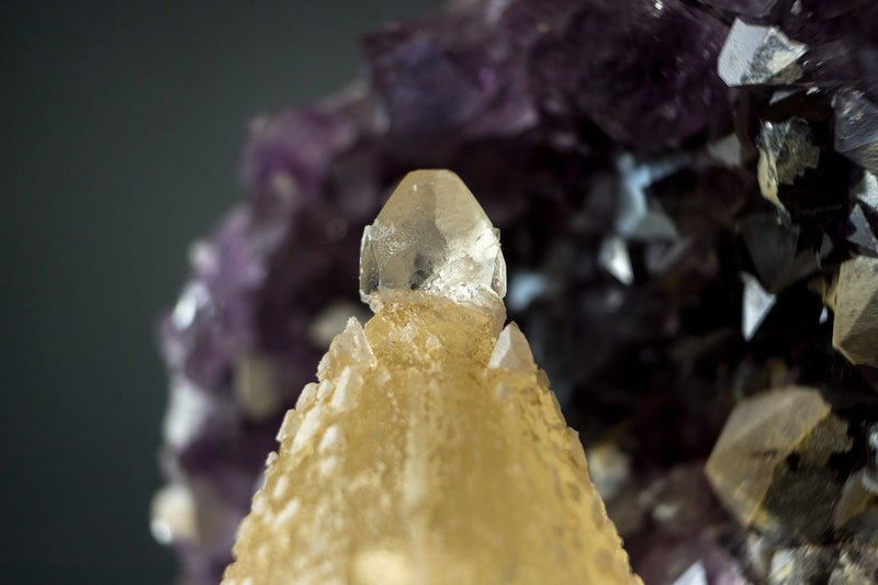 Superb Calcite on Amethyst Specimen from the Toldinho Mine, Collector Grade Calcite