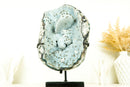 Natural Baby Blue Agate with Botryoidal Formations and Moss Agate Matrix