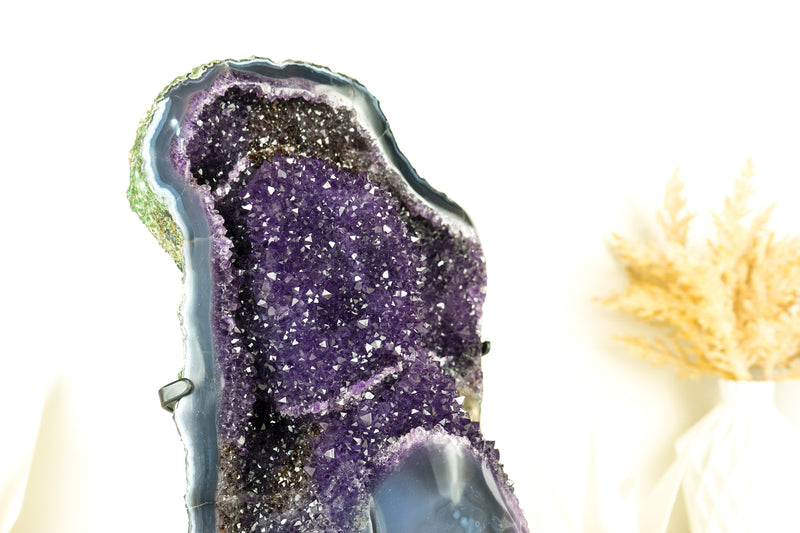 Large Amethyst Geode Cluster with Deep Purple Galaxy Druzy