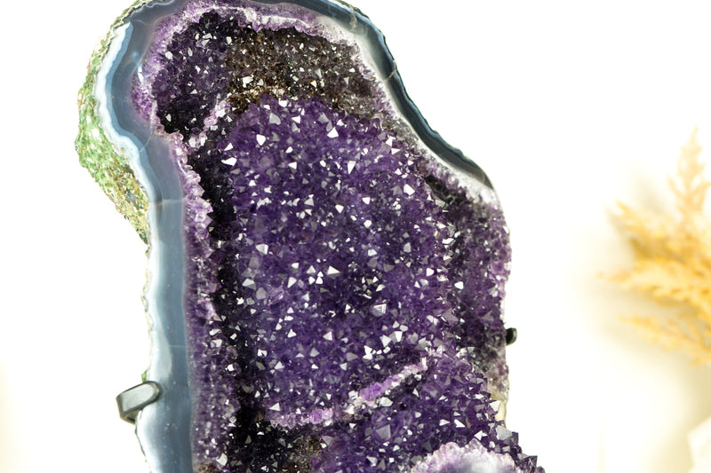 Large Amethyst Geode Cluster with Deep Purple Galaxy Druzy