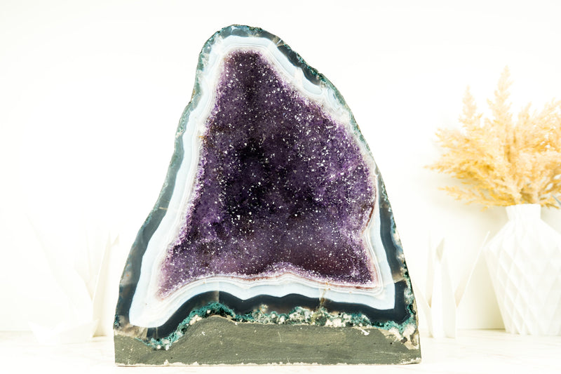 Lilac Galaxy Amethyst Geode on Blue and White Lace Matrix