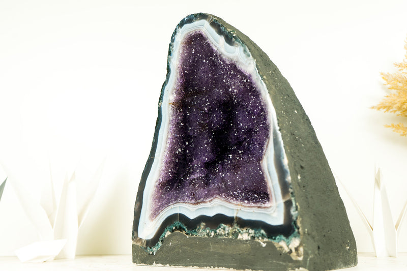 Lilac Galaxy Amethyst Geode on Blue and White Lace Matrix