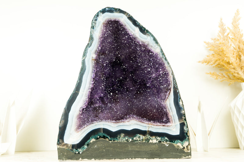 Lilac Galaxy Amethyst Geode on Blue and White Lace Matrix