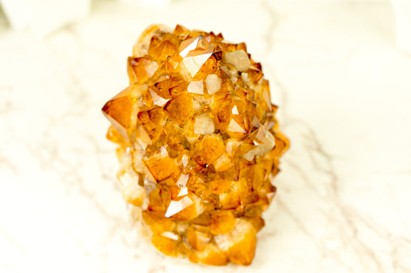 Citrine Flower Rosette Cluster with AAA Golden Orange Druzy