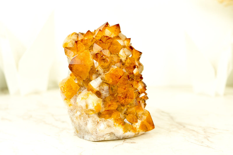 Citrine Flower Rosette Cluster with AAA Golden Orange Druzy
