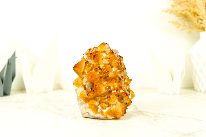 Citrine Flower Rosette Cluster with AAA Golden Orange Druzy