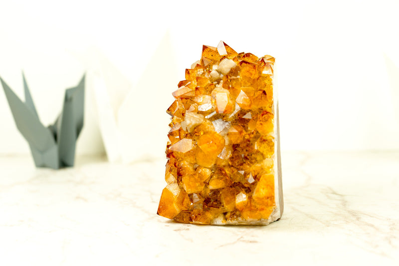 Citrine Flower Rosette Cluster with AAA Golden Orange Druzy