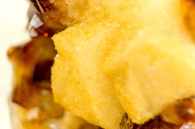 Citrine Cluster with Amber Citrine Color and Calcite covered by Sugar Druzy