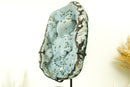 Natural Baby Blue Agate with Botryoidal Formations and Moss Agate Matrix
