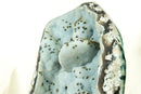 Natural Baby Blue Agate with Botryoidal Formations and Moss Agate Matrix