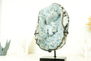 Natural Baby Blue Agate with Botryoidal Formations and Moss Agate Matrix