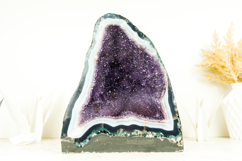 Lilac Galaxy Amethyst Geode on Blue and White Lace Matrix