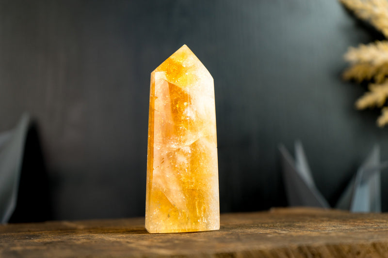 High-Grade Brazilian Citrine Obelisk Generator with Deep Orange Citrine