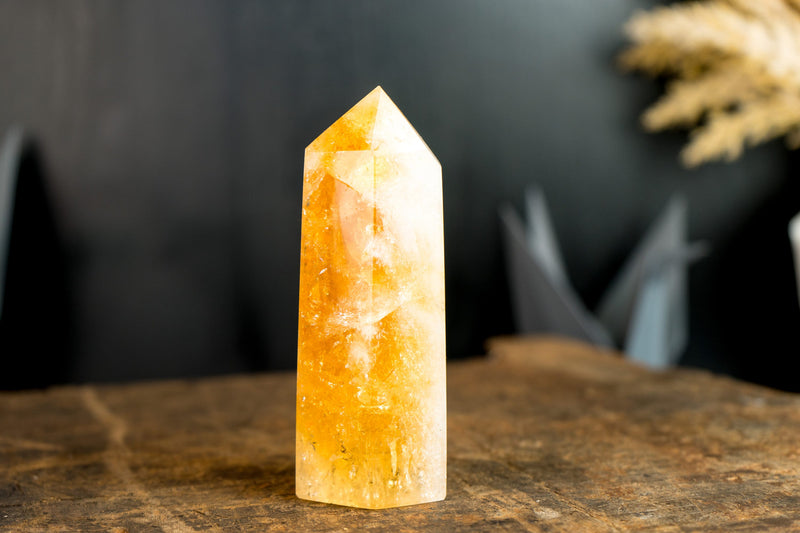 High-Grade Brazilian Citrine Obelisk Generator with Deep Orange Citrine