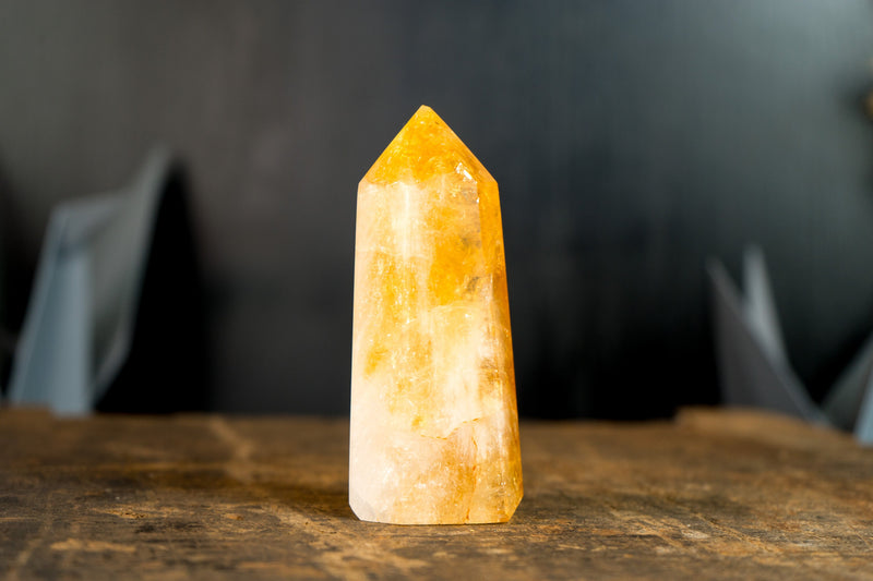 Brazilian Citrine Obelisk Generator with Candy Orange Citrine Color