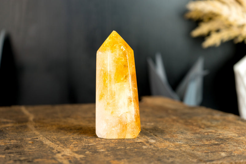 Brazilian Citrine Obelisk Generator with Candy Orange Citrine Color