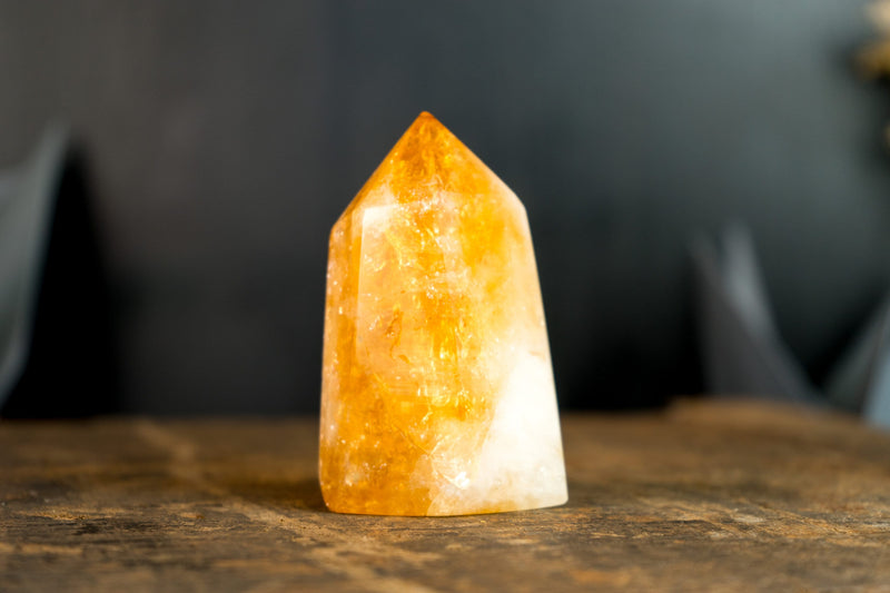 Brazilian Citrine Obelisk with Fiery Orange Citrine Color, Natural & Ethical