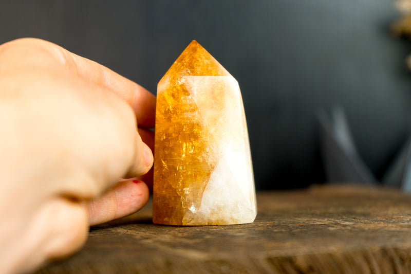 Brazilian Citrine Obelisk with Fiery Orange Citrine Color, Natural & Ethical