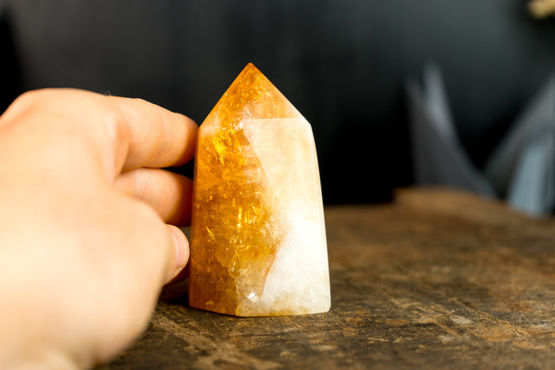 Brazilian Citrine Obelisk with Fiery Orange Citrine Color, Natural & Ethical